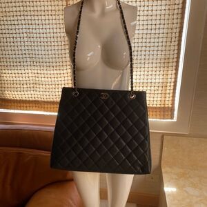 EUC Vintage CHANEL Black Bag with Silver Hardware